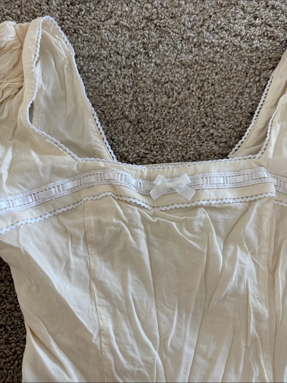 Reformation Women's Cream Square-Neck Peasant Blouse